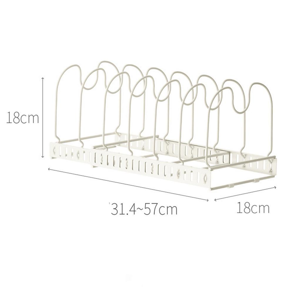 Pot Lid Rack Iron Retractable Pot Lid Organizer Holder for Multiple Cookware Universal White