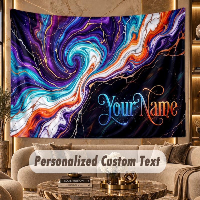 Abstract Geometric (211) Theme Personalized Tapestry Custom Name Text Wall Hanging Tapestry Home Background Decoration