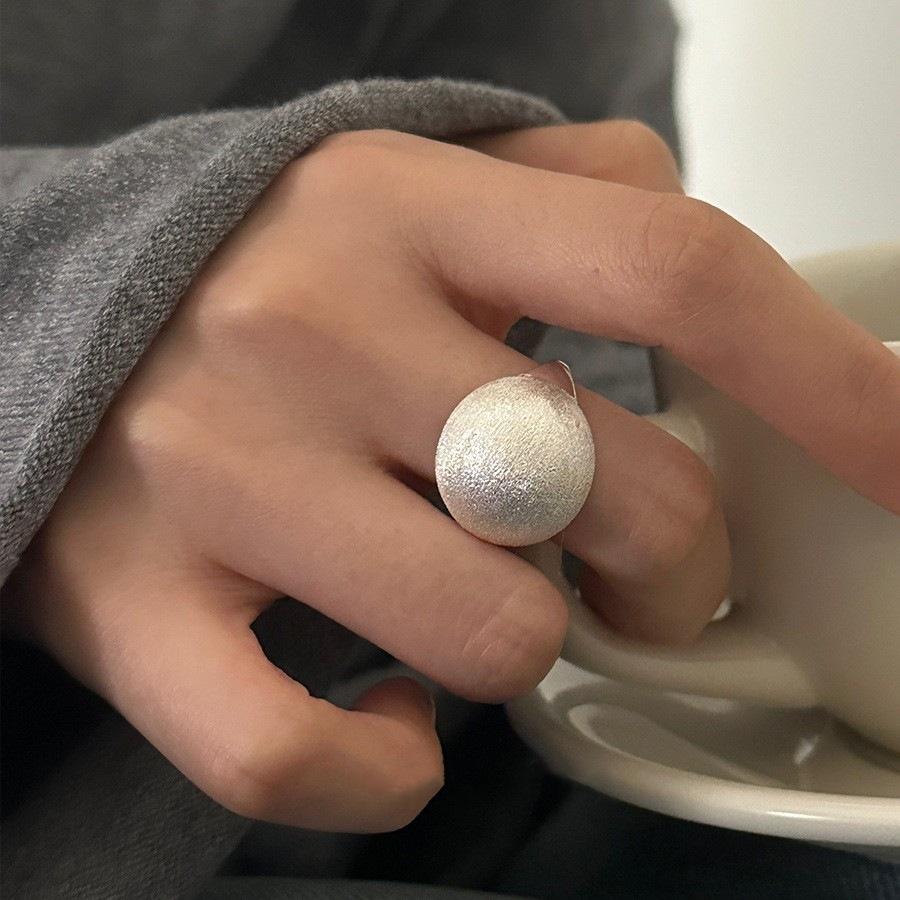 

925 Sterling Silver Simple Retro Shinning Ball Rings For Women Geometric Fashion Smiple Open Handmade Allergy Party Jewelry Gift resizable