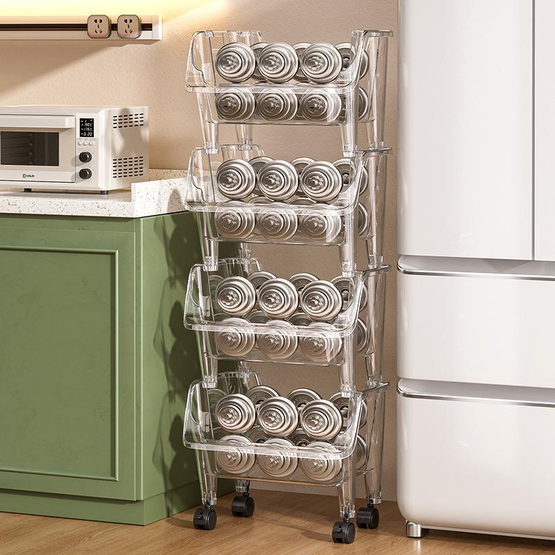 Multi-Layer Movable Storage Rack for Kitchen, Living Room, and Bathroom