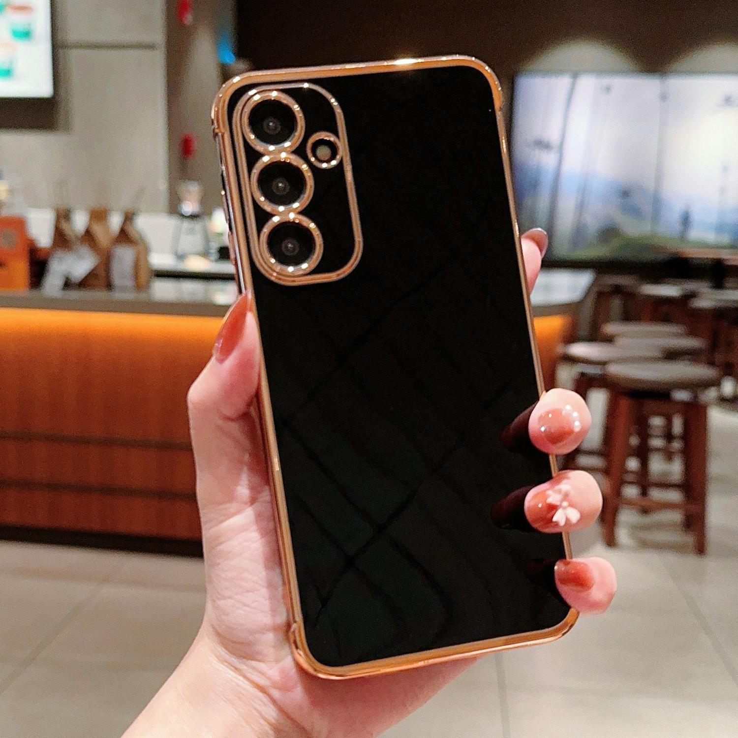 

Чехол для Samsung Galaxy S25 с гальванизированной рамкой, мягкая ТПУ крышка для телефона B