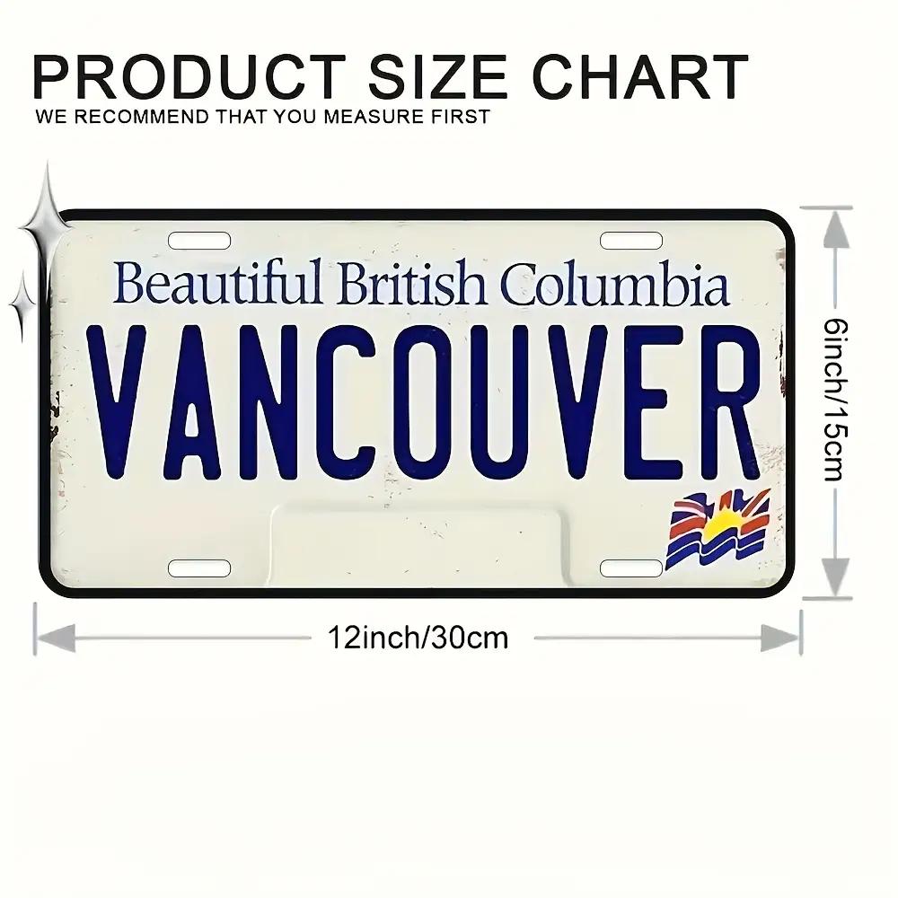 Beautiful British Columbia Vancouver Vintage License Plate Style Aluminum Metal Sign Retro Canadian Travel Souvenir Wall Art Dec 15x30cm(5.9x7.8inch)