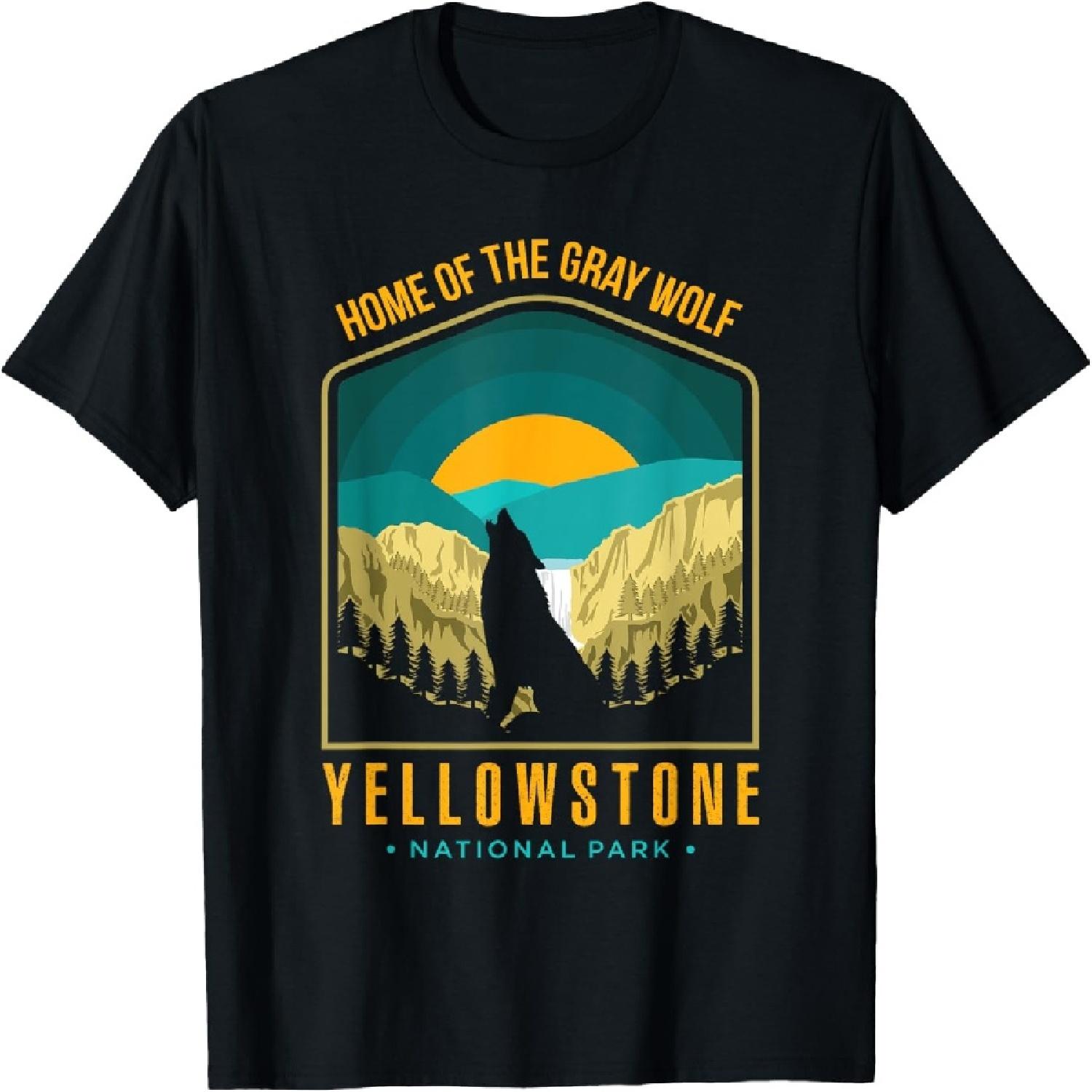 

Yellowstone US National Park Wolf Wolves Lover Vintage Gift T-Shirt XXXXXL різнокольоровий