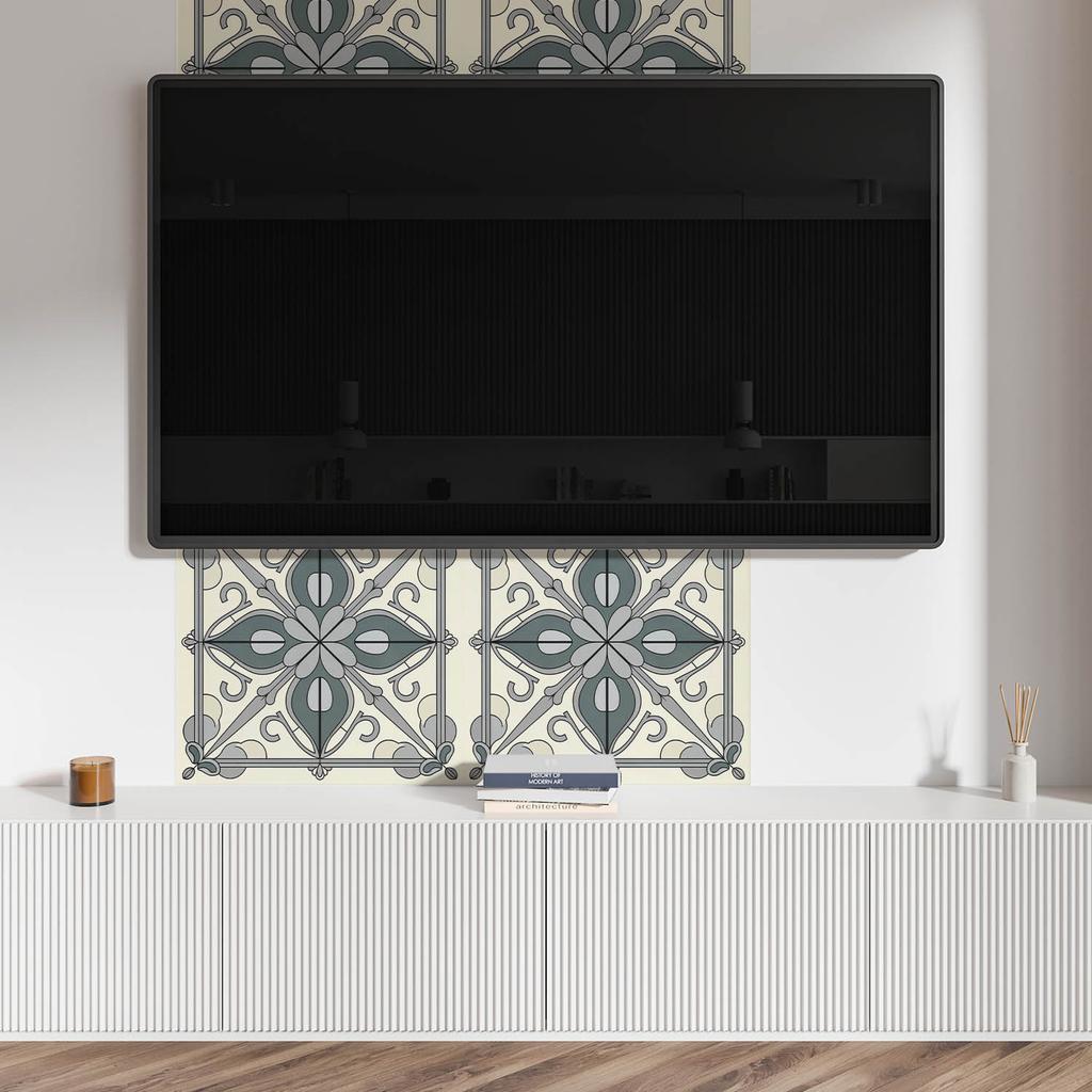 Self-Adhesive Vinyl Panel - Printed Decoration 100x50 cm Floral Pattern with Ornaments