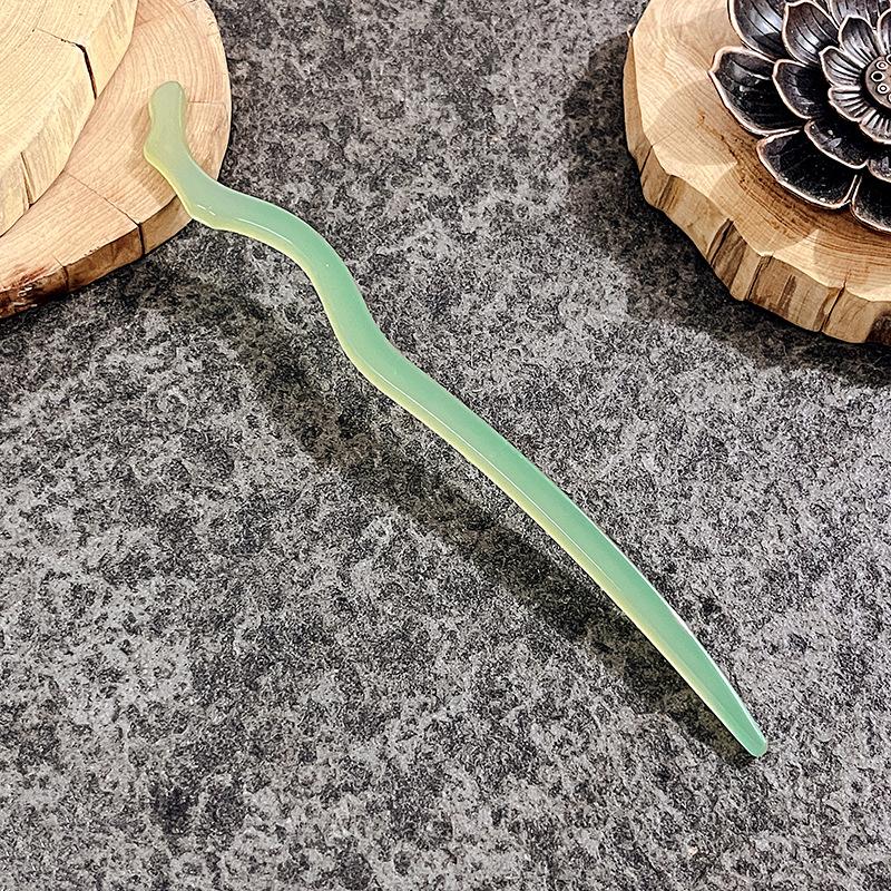 Imitation Jade Ancient Wind Hairpin Daily Hair Coiffure Hanfu Bamboo Xiangyun Cheongsam Hair Pulling Pill Head Multicolor Hairpin