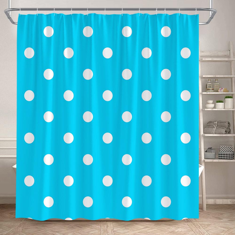 Moderne Geometrische Duschvorhänge Weiß Gepunktet Schwarz Badevorhang Minimalistisches Muster Polyesterstoff Badezimmerdekor Mit Haken