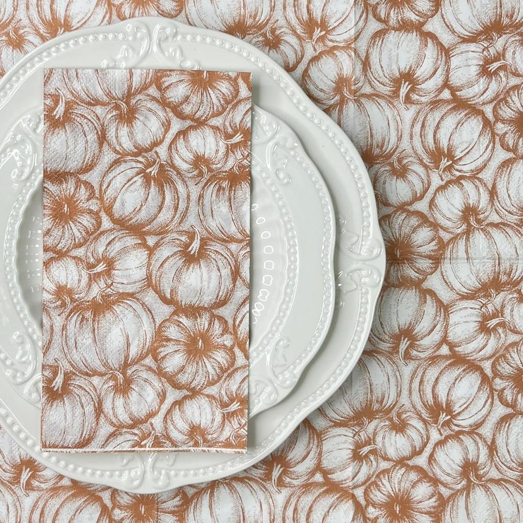 Thanksgiving Pumpkin Fall Paper Napk Disposable Decorative Pumpkin Guest Towel Napk Paper for Halloween Thanksgiving Autumn Holiday (2-Ply, 20-Count)