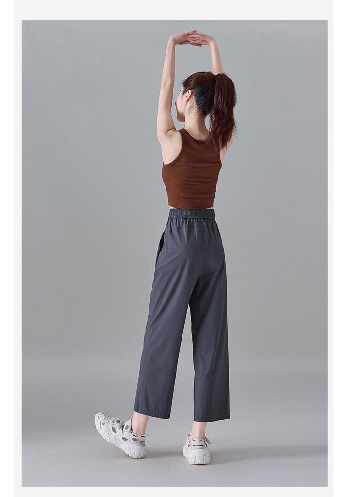 Elastic and comfortable sports casual pants for women in summer 2025, thin, fashionable, loose, versatile, slimming straight leg pants