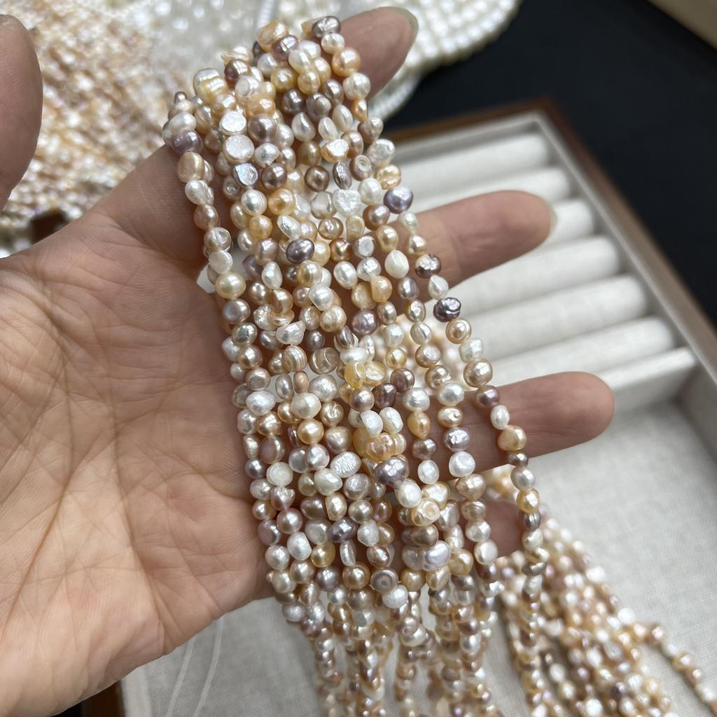 1Strand Natural Multi-color Baroque Freshwater Pearl Strand 36cm 4-5mm Irregular Loose Pearls for DIY Jewelry Making Bracelet Necklace Crafts Supplies