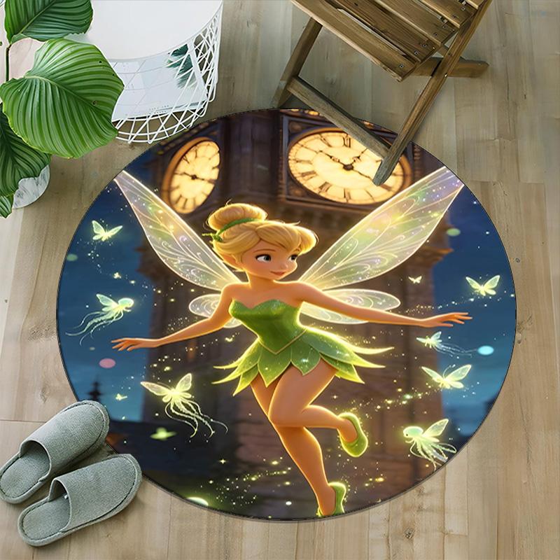 1pc T-Tinkerbell Carpet, Round Rug, Comfortable, Suitable for Entryways, Living Rooms, Office, And Bedrooms, Christmas Decoration