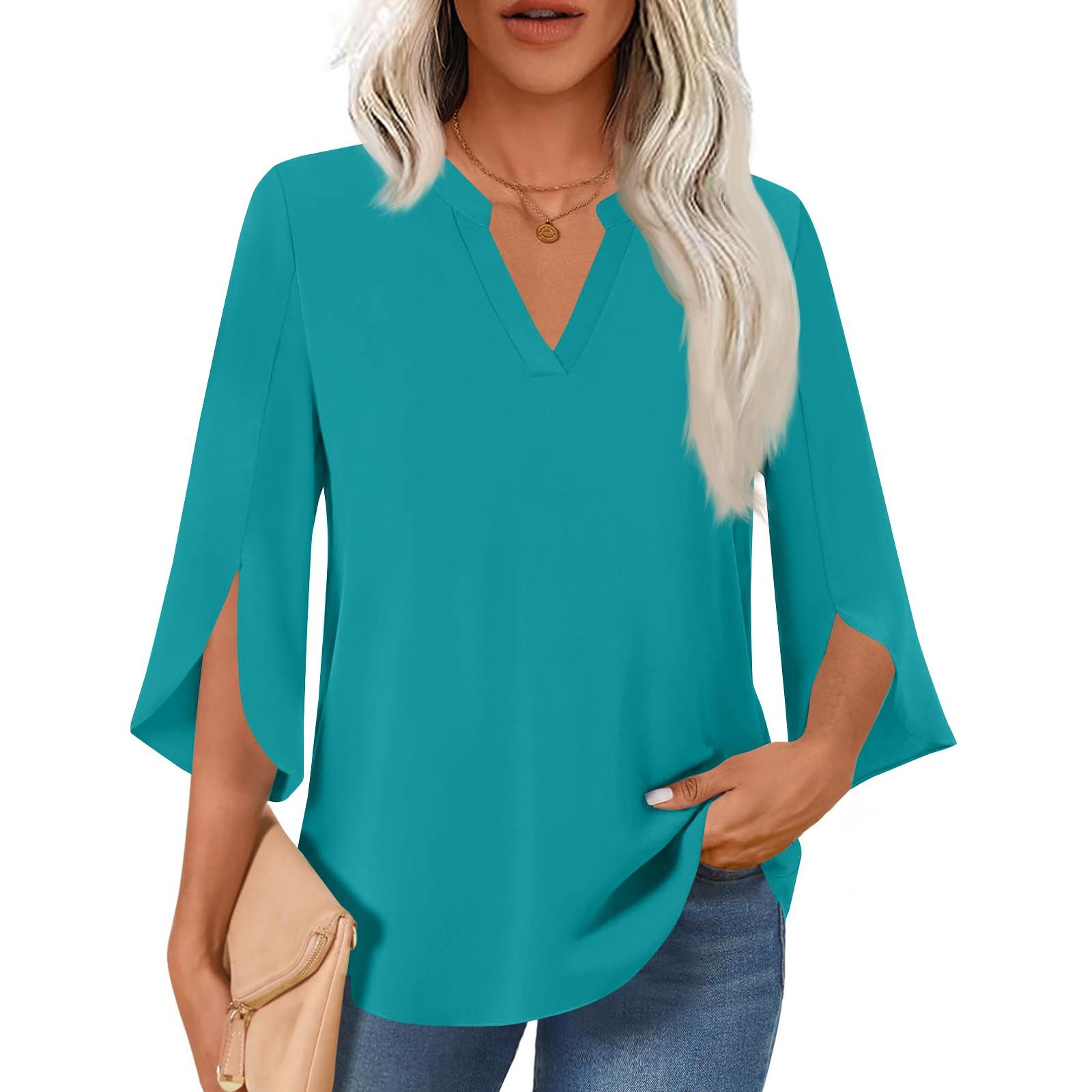 

Women s Fashionable V-neck Loose Top M зелёный
