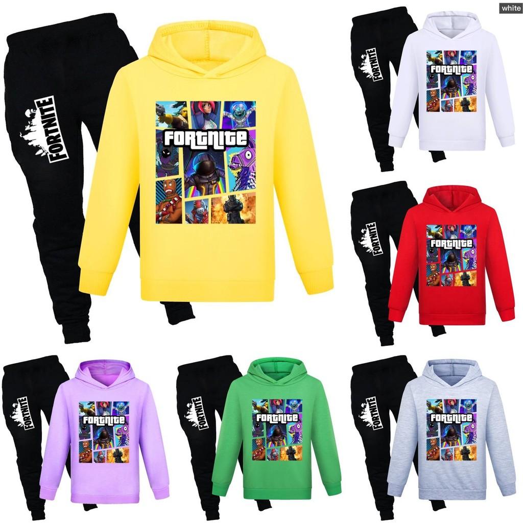 Conjunto de Suéter y Pantalones de Dibujos Animados con Estampado de Fortnite para Niños Hecho de Tejido de Algodón Suave para Niños de Secundaria