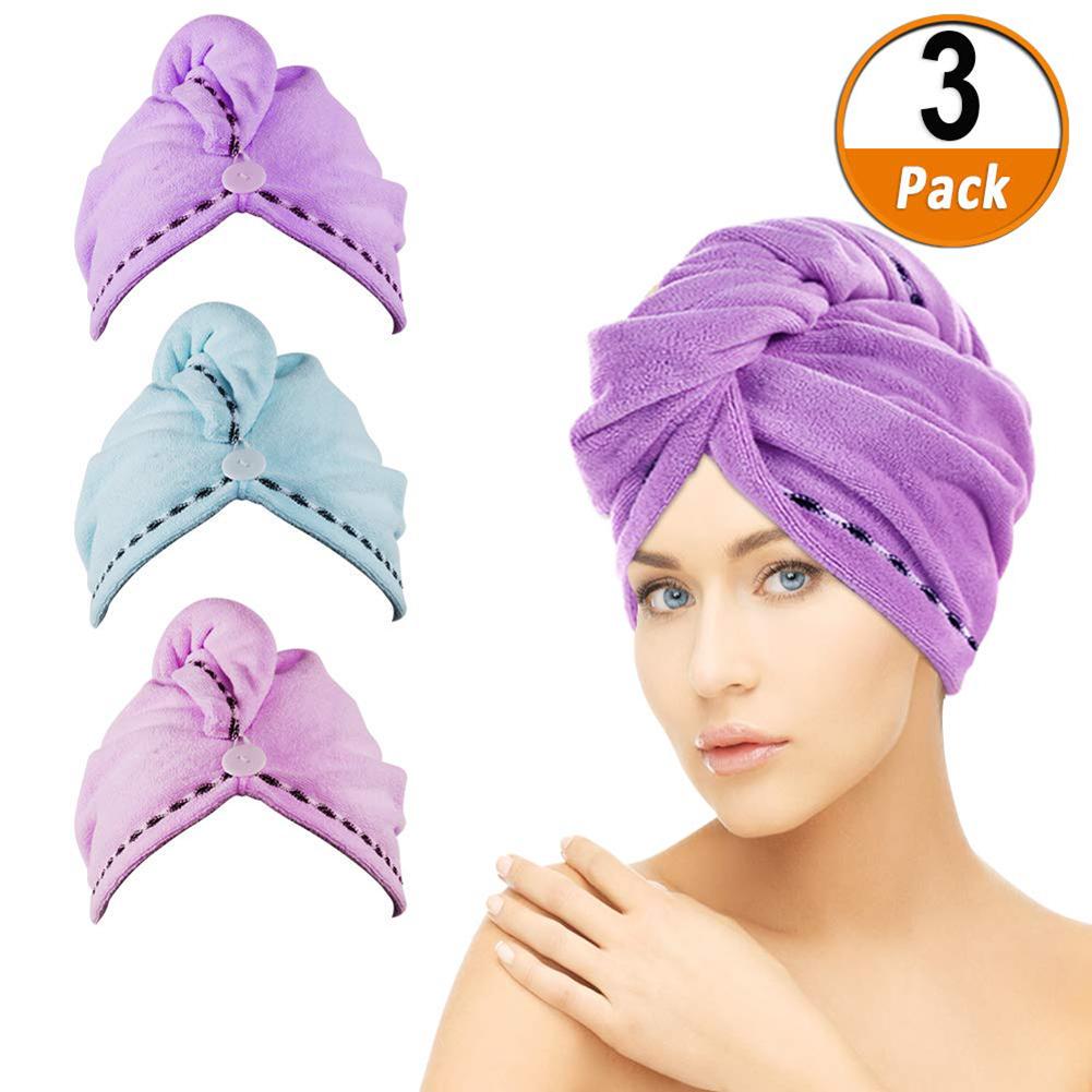 3pcs Microfiber Hair Towel Bath Dryer 