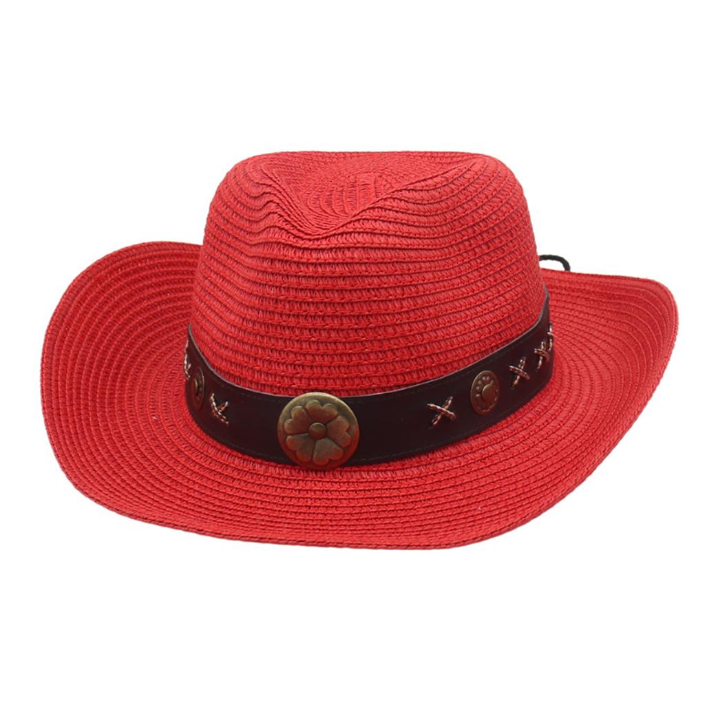 Decorative Clover Belt Jazz Hats Women Men Summer Straw Hat Beach Holiday Sun Cap Western Style Cowgirl Hat