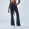 Dual-Layer Tie-Up Flare Yoga Pants - Slimming Pilates Leggings