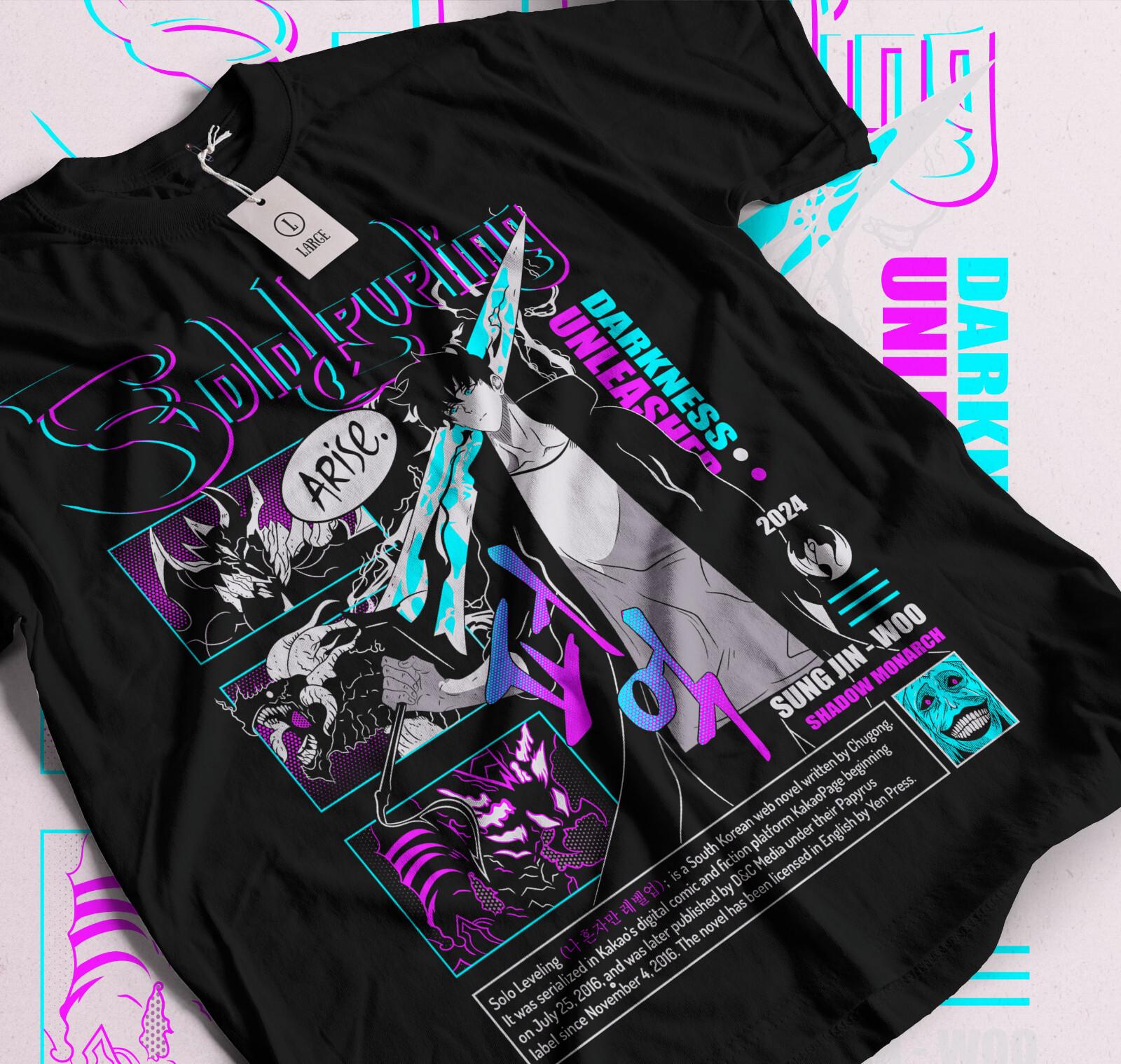 

Solo Leveling T-Shirt Mens Womens Tees Top sung JinWoo best anime back tshirt 005 M