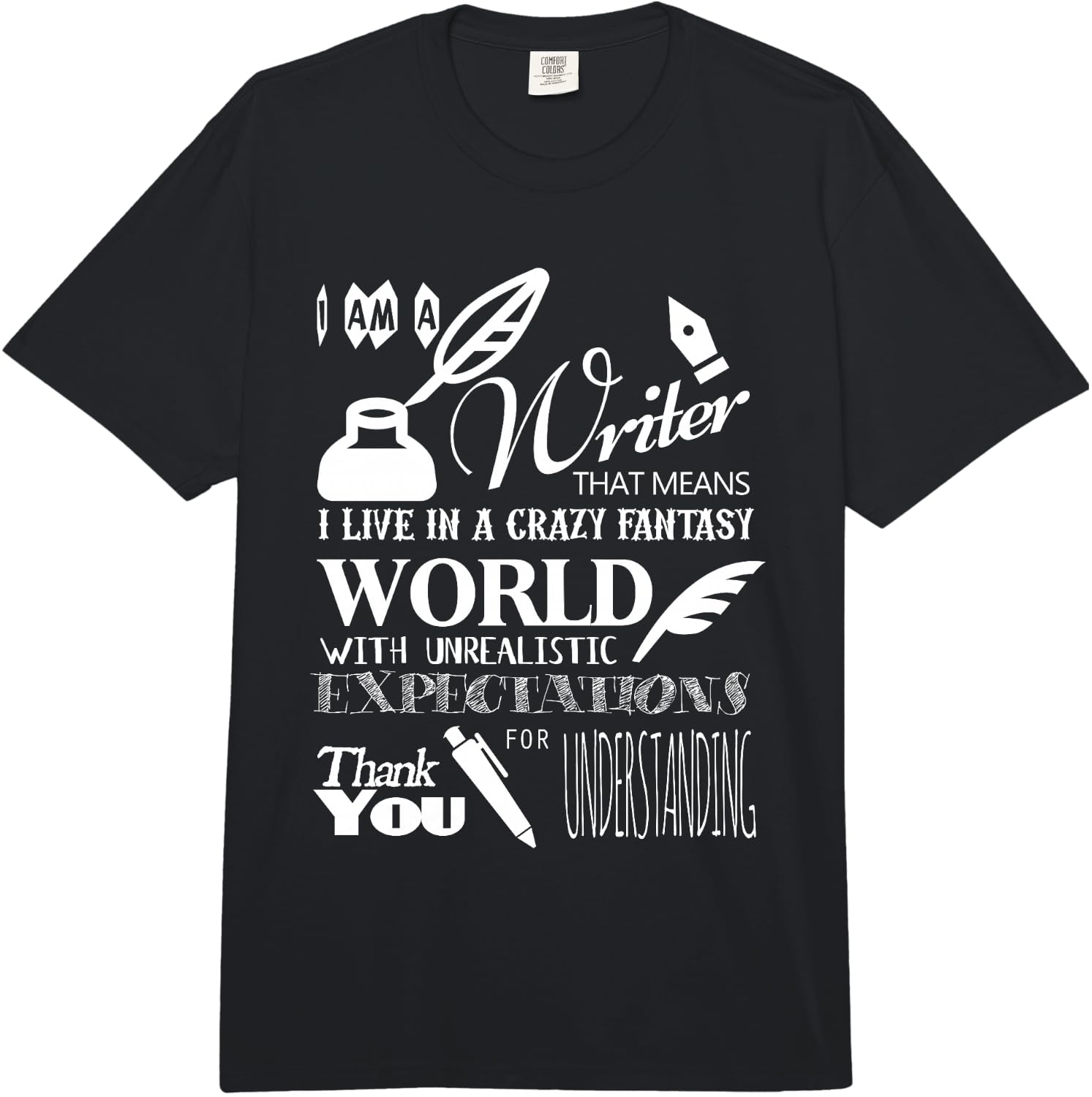 with German Text I am A writer, who ... Schreiber Comfort Colors Adult Heavyweight Unisex T-Shirt L