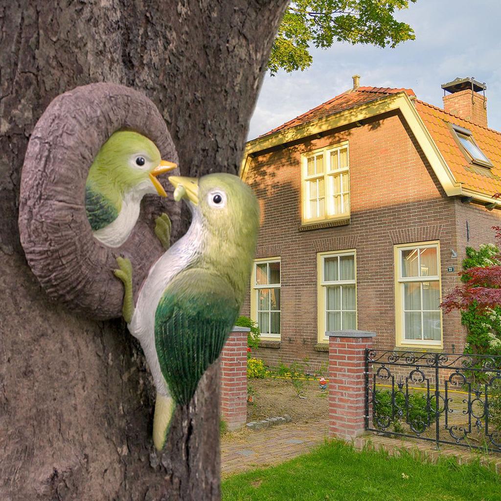 Simulierte Vogelstatue Harz Vögel Späher Figur Skulptur für Baum Wand Garten Außendekor