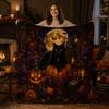 1pc Black Cat Halloween Flannel Fleece Throw Blanket, Full Moon, Pumpkins, Bats& Gothic Floral Print, Soft Cozy Lightweight Blanket for Couch, Bed& So