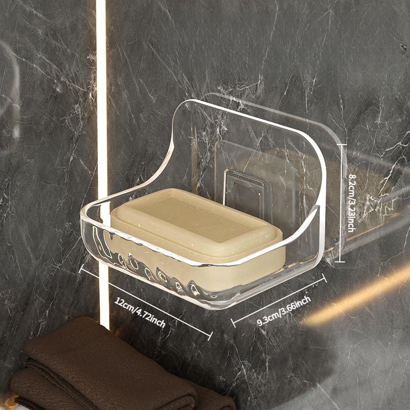 1pc Transparent Plastic Wall-Mounted Soap Dish | No-Drill Strong Suction Cup | Oval/Rectangular Design | Quick Drainage | Multifunctional