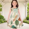 Little Girls Round Neck Sleeveless Geometric Printed A Line Flared Dress
