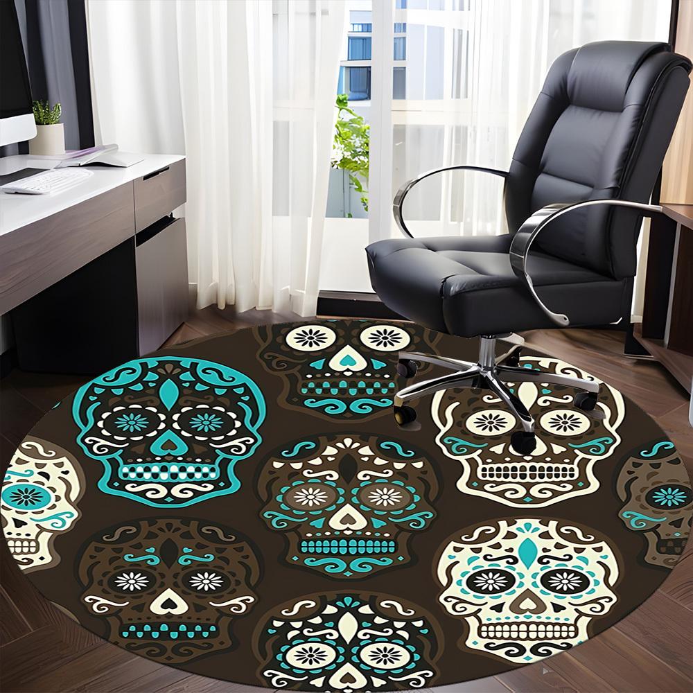 1pc Sugar Skulls Chair Carpet for Office Machine Washable Rug for Office, Good Gift for Family or Friends yy251225220