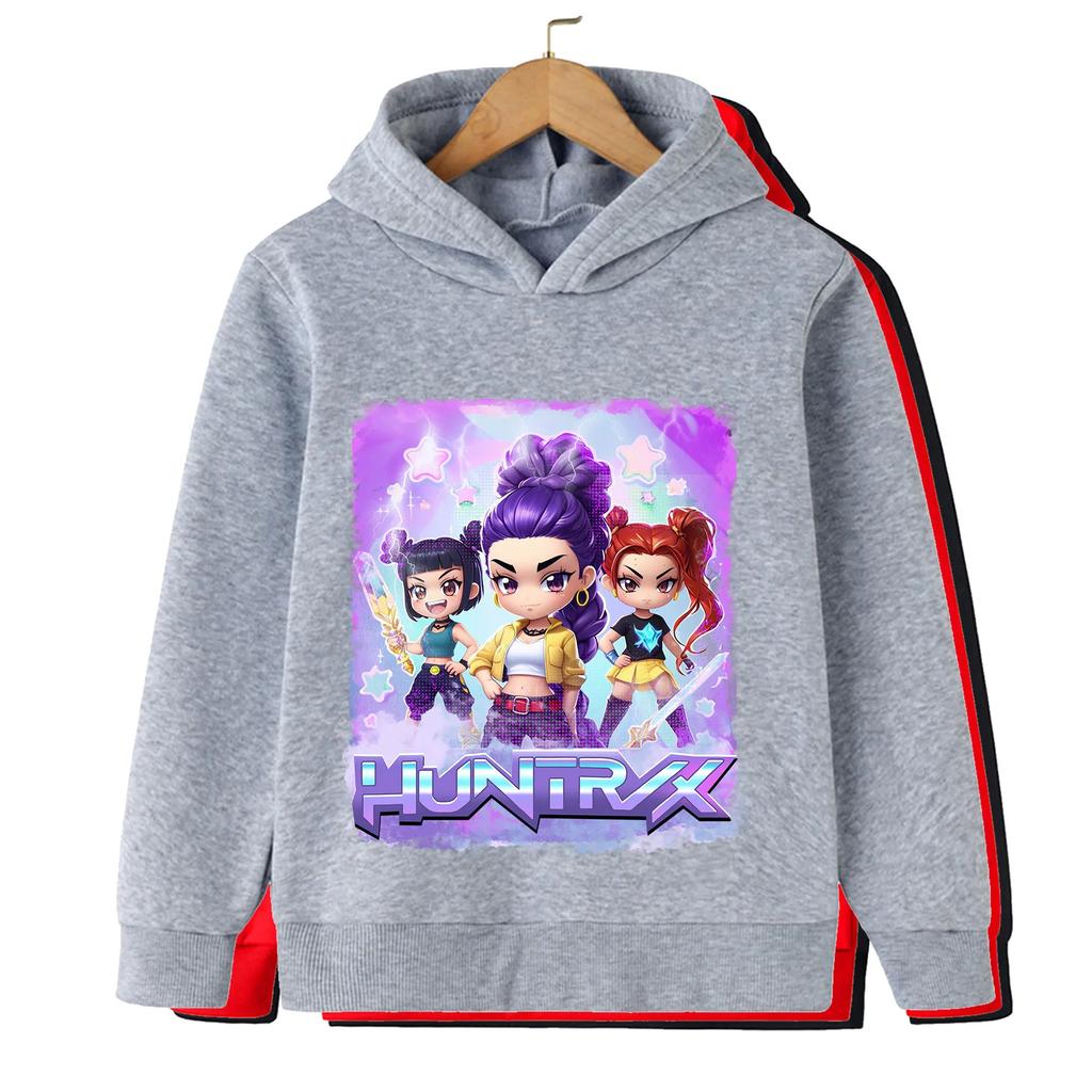 Kpop Witch Hunt Children's Clothing, Beautiful Girls' Spring and Autumn Hooded Sweatshirt, Stylish and Versatile Pullover