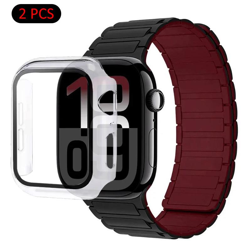 Silicone Strap+Case For Apple Watch Ultra 3/2/1 49mm 11 10 46mm 42mm Magnetic Band iWatch 9 8 7 45mm 41mm 6 5 SE 44mm/40mm Cover