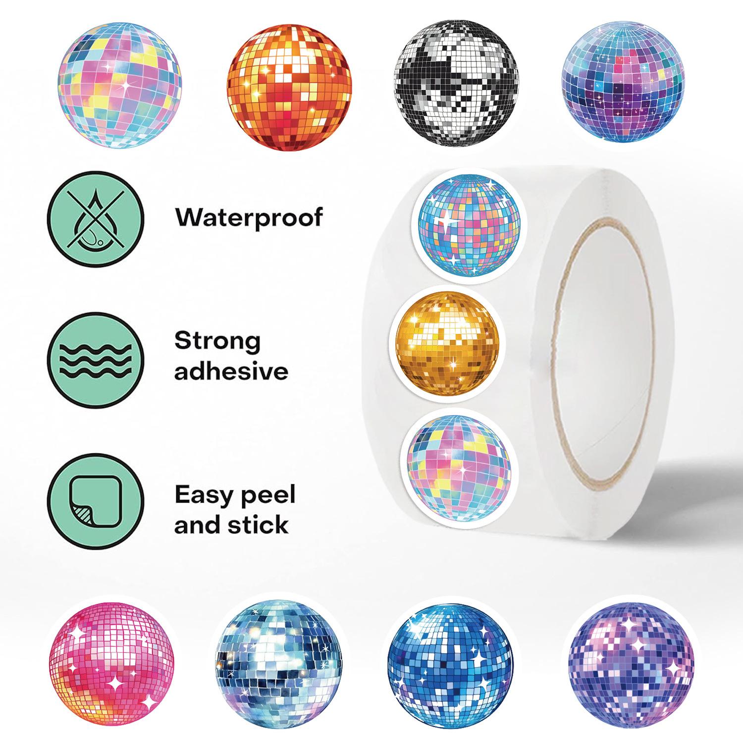 

500 штук/рулон Рулонная наклейка Популярный скотч Мультяшный Диско Ручной материал Наклейка на конверт Сделай сам Водонепроницаемый