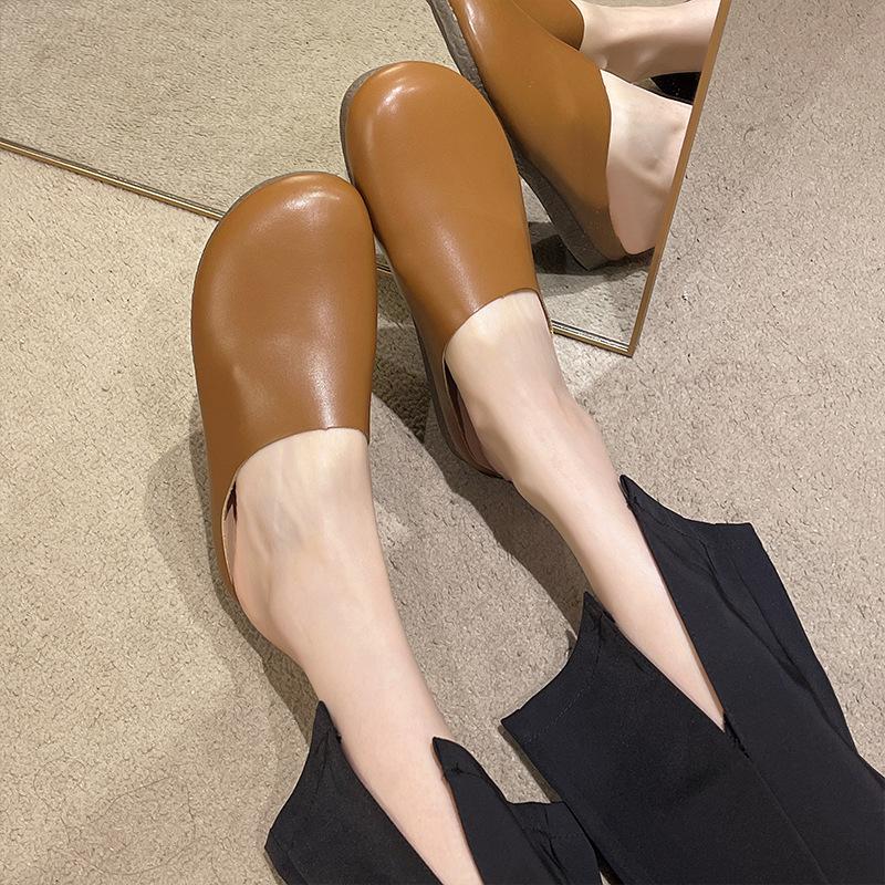 Baotou haltofflor dam ytterkläder nya vår och sommar enpedal latmaskor casual mjuk sula halkfria gravidskor