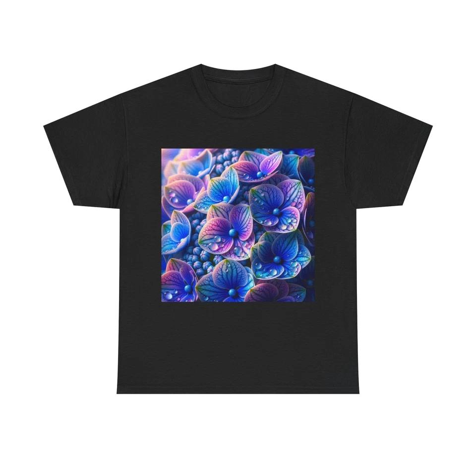 Unisex Adult T Shirt Rainy Season Hydrangeas M