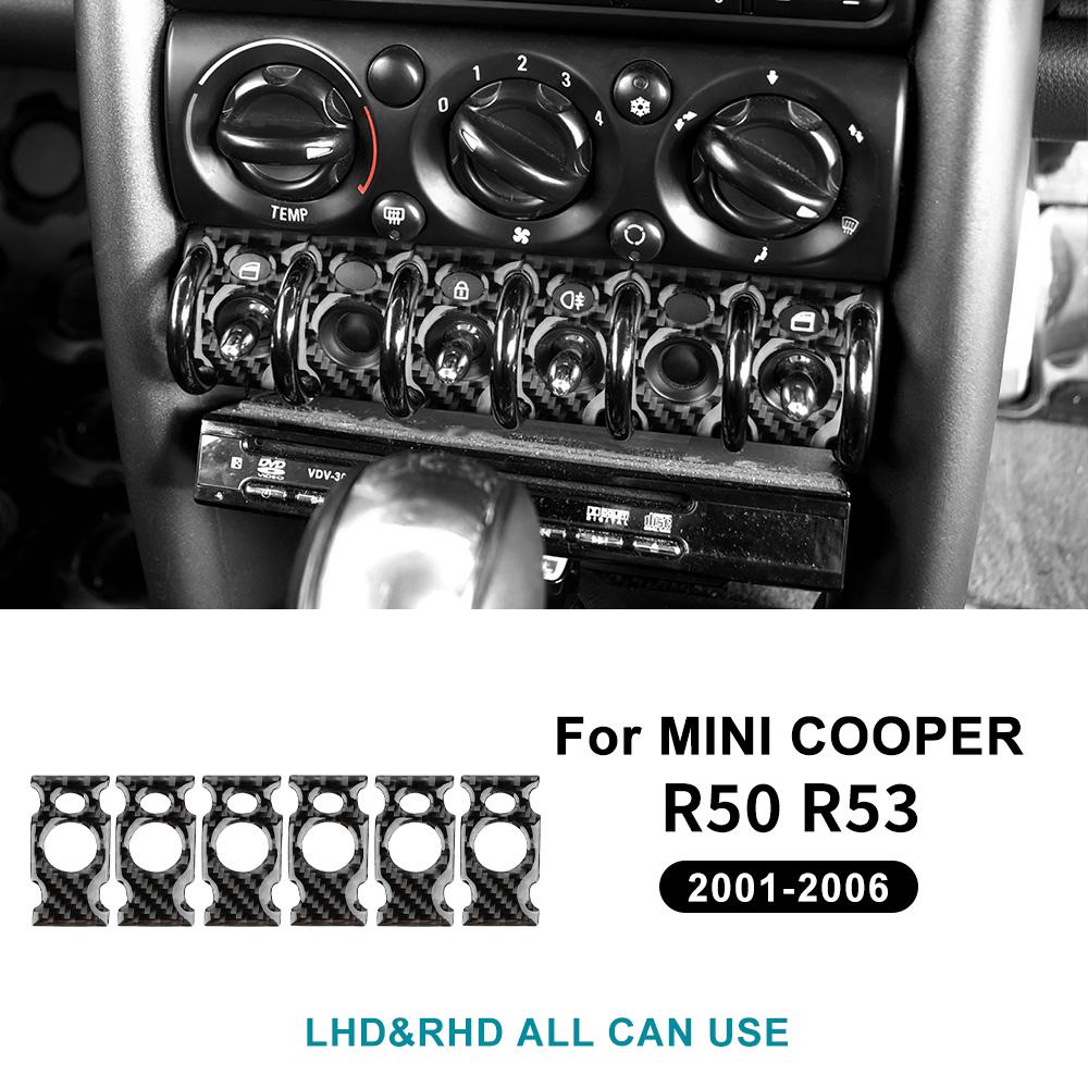 For Mini Cooper R50 R53 2001-2006 Headlight Door Switch Panel Real 3D Soft Carbon Fiber Sticker Cover Interior Upgrade Decor Kit for mini r50 r53