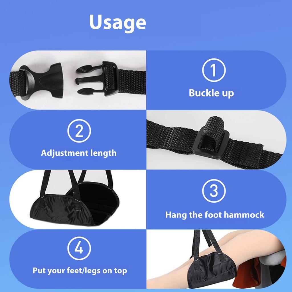 Portable Travel Foot Rest Hammock For Airplane Train Office Lightweight Foldable Practical Accessories Easy Installation
