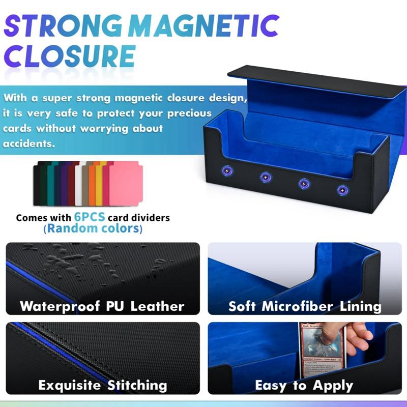 Card Storage Box For Trading Cards PU Card Deck Case Card Deck Storage Box Magnetic Closure Card Holder For Magnetic Game Cards