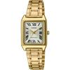 Women's Rectangular Dress Watch LTP-V007G-9B Gold Tone Stainless Steel Roman Dial