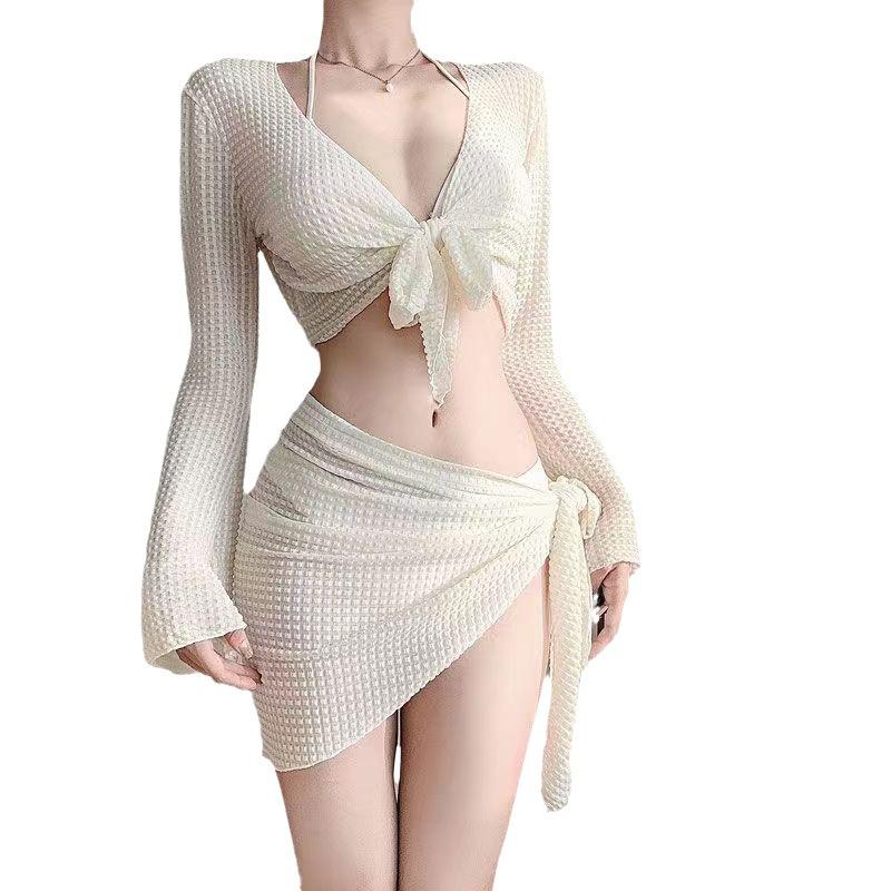 2024 Women's High-End Four-Piece Bikini Set with Cover-Up - Slimming Swimwear for Hot Springs