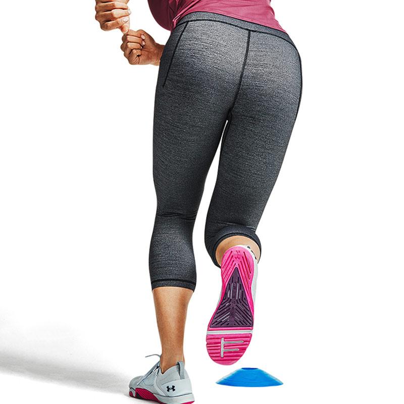 Under Armour Meridian Heather Crop High-Performance Stretch-Knit Fitness Pants Women bottoms Grey 1356379-001
