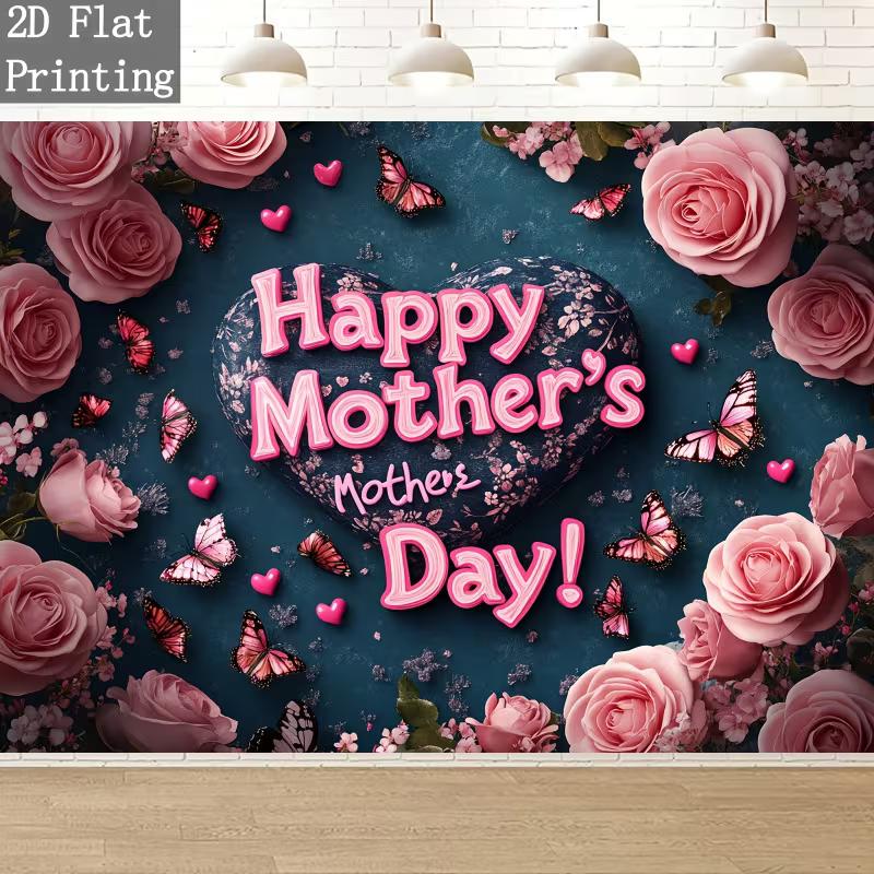 

2D Romantic Mother s Day Backdrop for Brunch & Party Photo Booth 47.2x31.5inch/120*80cm