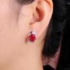 925 Sterling Silver Light Luxury Fashion Natural Filled Ruby Earrings Ov8*10mm 7ct for Women's Engagement Anniversary Gift