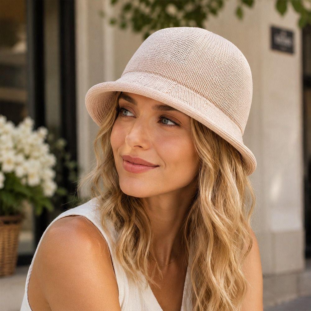 Thin Fisherman's Hats Knitted Sun Hat Fashion Women Bucket Hat  Outdoor Beach Vacation Wear
