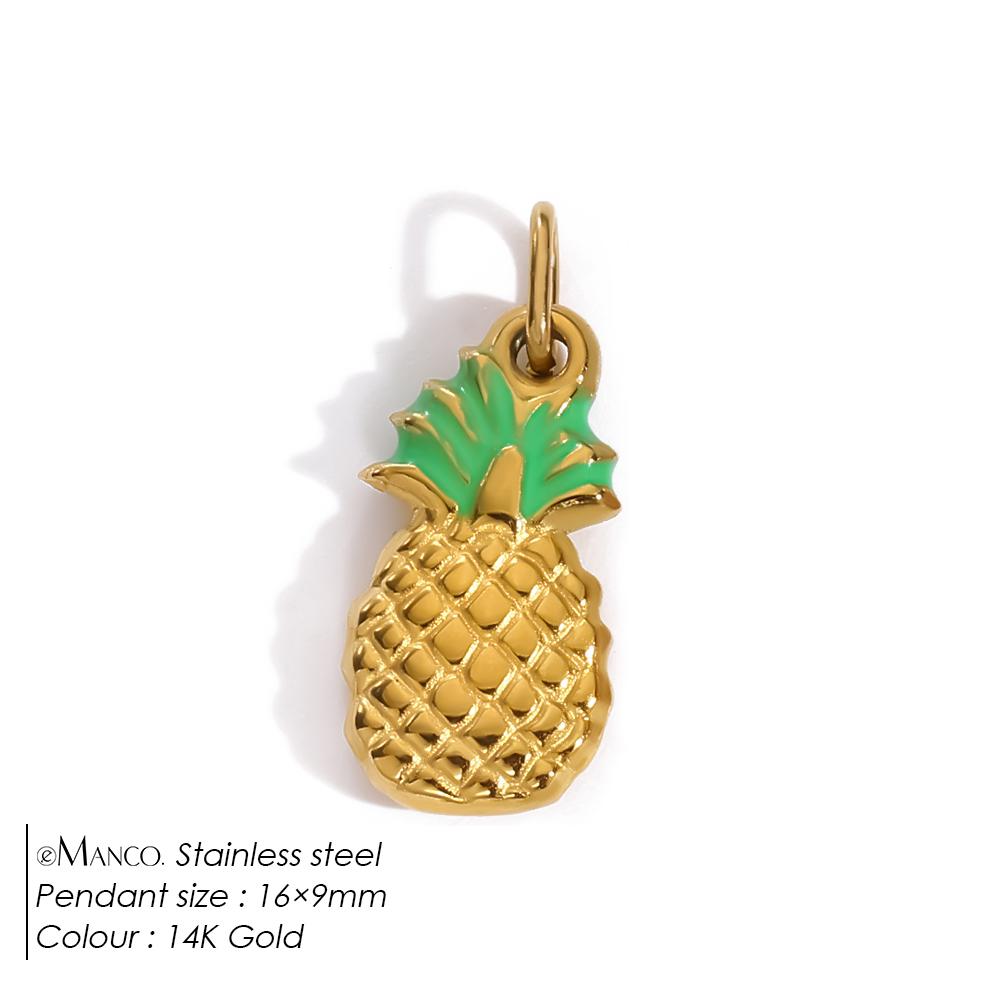 eManco Stainless Steel Charms Bohemian Style Fruit Elements Strawberry, Pineapple, Cherry Summer Trendy Jewelry Pendant