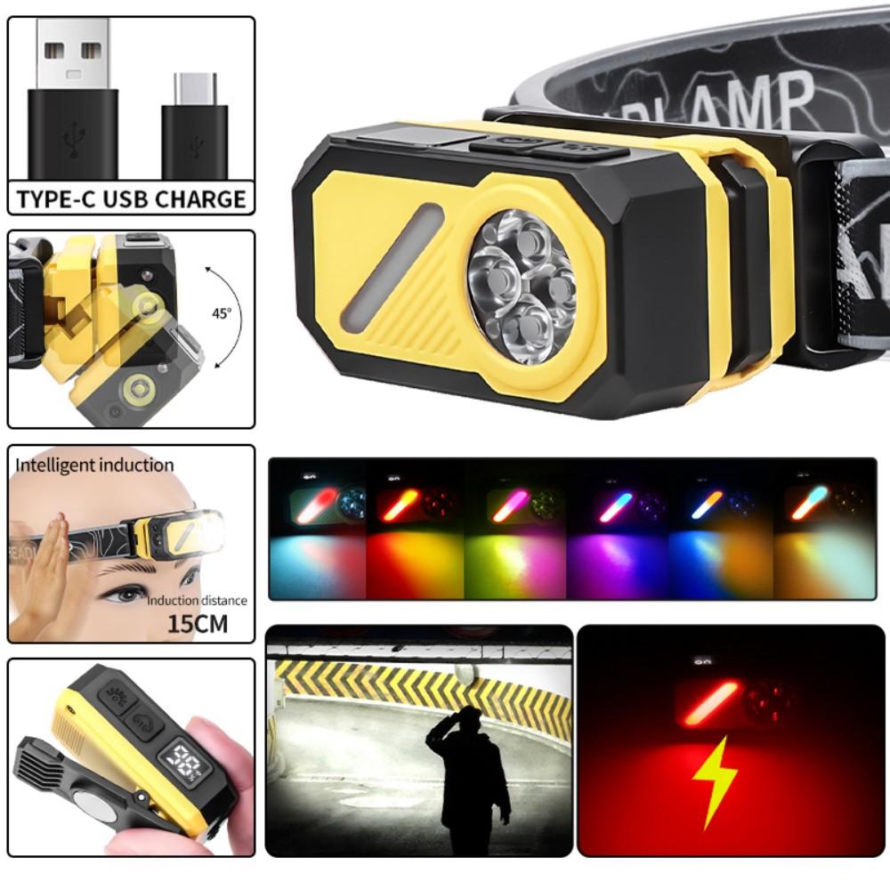 Far Lanternă Luminos LED Super Luminos Reîncărcabil Lumină RGB Impermeabil Senzor de Mișcare Exterior Camping Alergare Drumeție Pescuit