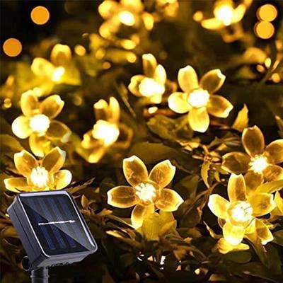 Luzes de corda de flores solares 50LED 7M Luzes solares 8 modos Luzes de fadas LED ao ar livre à prova d'água para decoração de festa de casamento de jardim de Natal