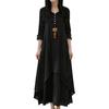 Dress with Irregular Inner Buttons Long Long Loose Gentle On the Solid Everyday Stylish MagicgirlOne-piece Hem, Built-in Lining, - Women's, Sleeves,