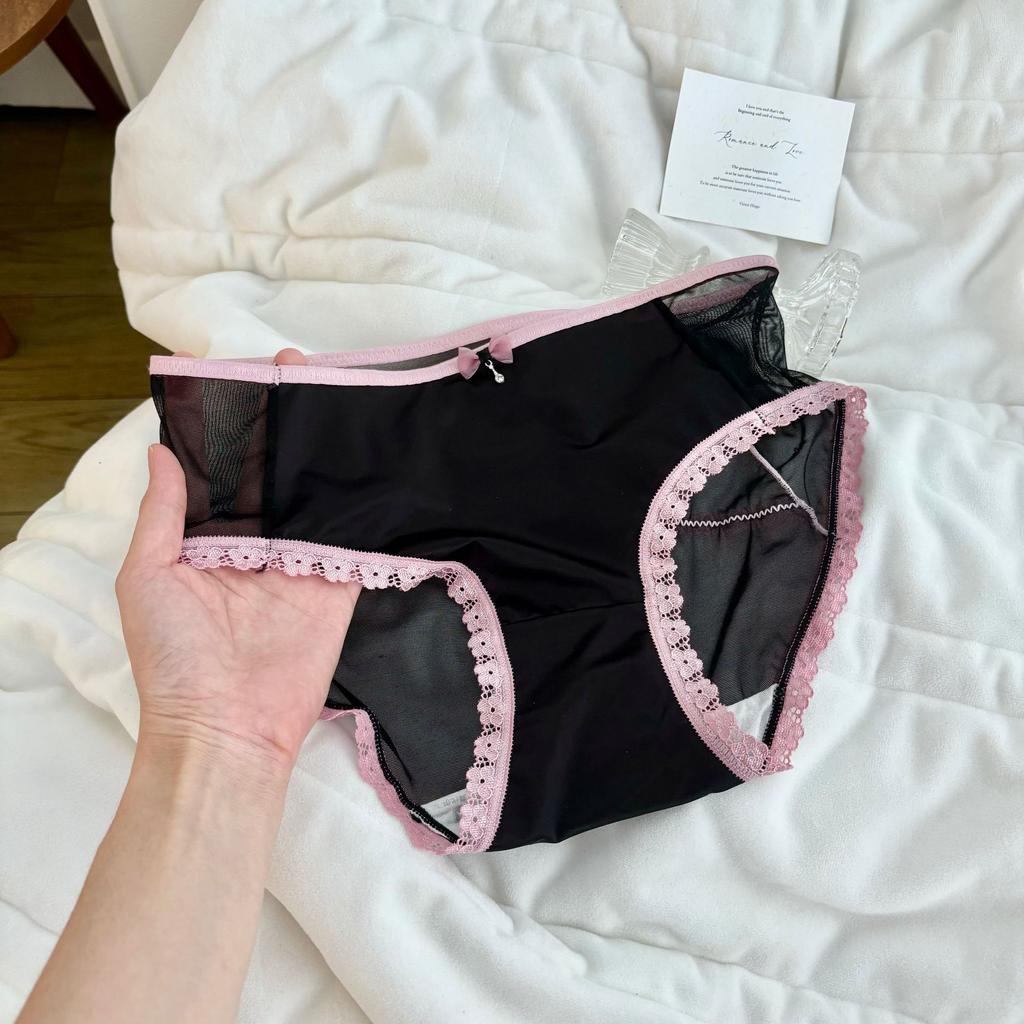 Women's Spring and Summer Mesh Ice Silk Cross Hollow Butt Extended Antibacterial Crotch Waist Triangle Underwear