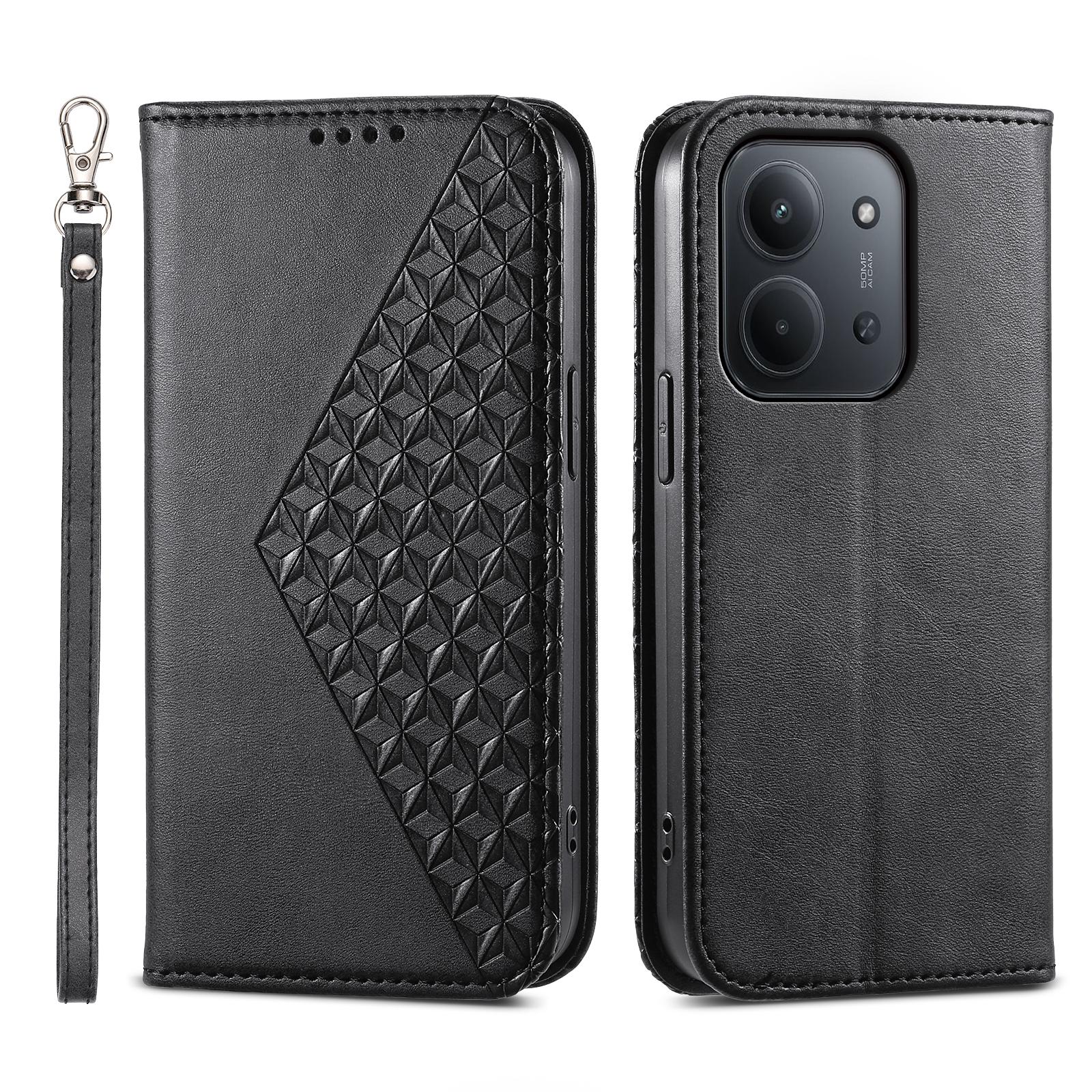 

Для Xiaomi Redmi 15C 5G (Європа) (173 мм)/4G (Європа) (173 мм) Чохол Гаманець з Текстурою Телячої Шкіри з ПУ Шкіри Чохол для Телефону з Ремінцем на Зап ястя