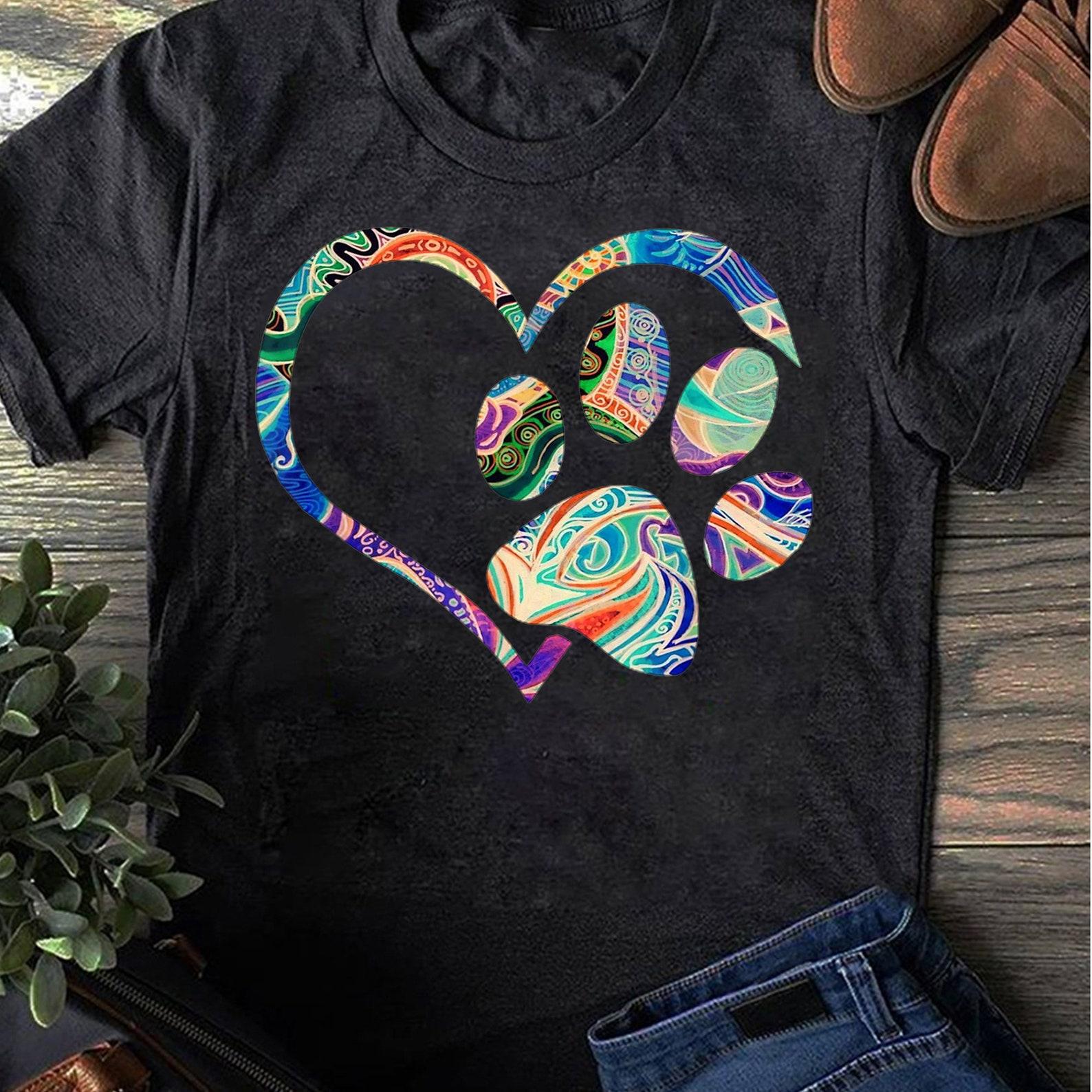 Animal Rescue Shirt Dog Paw Print Tie Dye Rainbow Dog Love T-Shirt - Dog Mom, Dog Lover Shirt, Dog Lover Gift, Dog Lover, Dog Shirts S