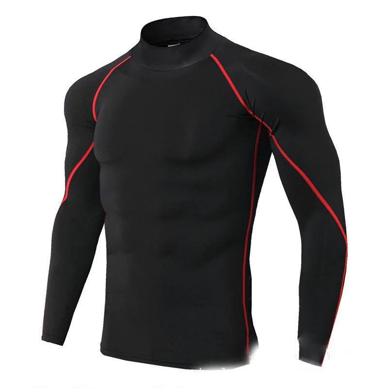 

2024PRO Мужская облегающая футболка с высоким воротником и длинным рукавом для велоспорта, быстросохнущая 4XL чёрный