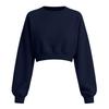 Women's Casual Cropped Sweatshirt Long Sleeve Pullover Crewneck Relaxed Fit Lightweight Top for Everyday Wear