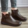 Winter Women Genuine Leather Casual Lightweight Ankle Boots Female Plus Velvet Warm Snow Boots Mother Waterproof Non-slip Boots